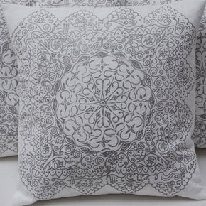 white linen cushion with screen printing