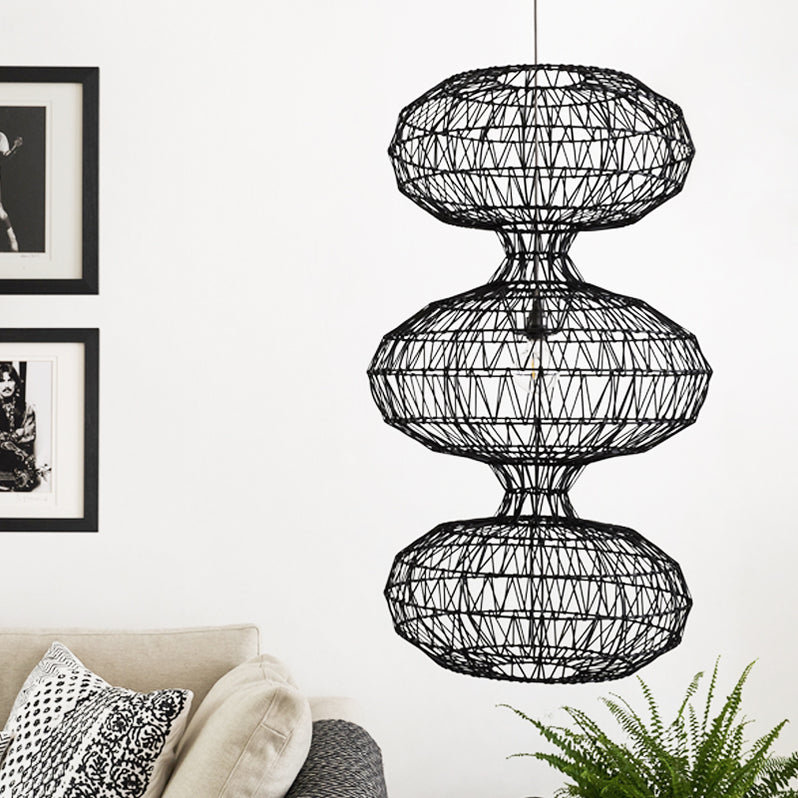 alp triple scalloped ceiling or floor light 310 with black weave — alp