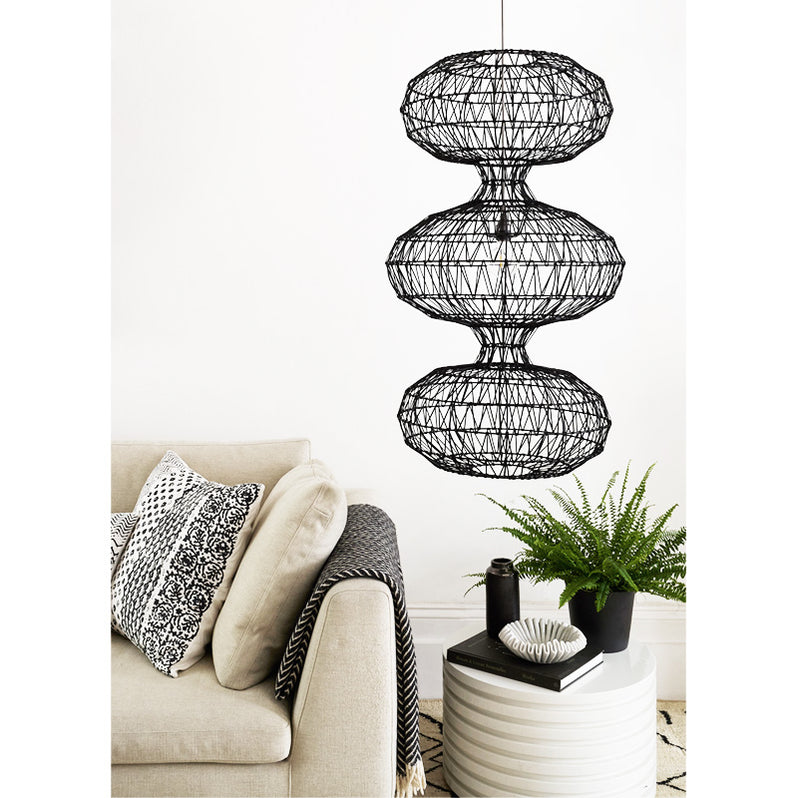 alp triple scalloped ceiling or floor light 310 with black weave — alp