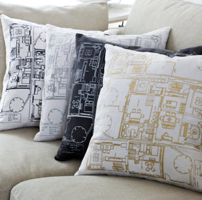 white linen or grey velvet cushion with screen printing